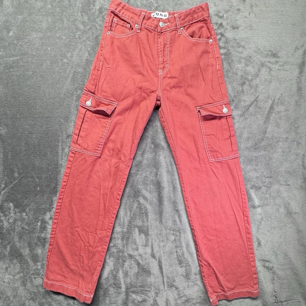 Song Cargo Jeans Women 1/25 Brown High‎ Rise Cargo 90s Boyfriend 26X30
